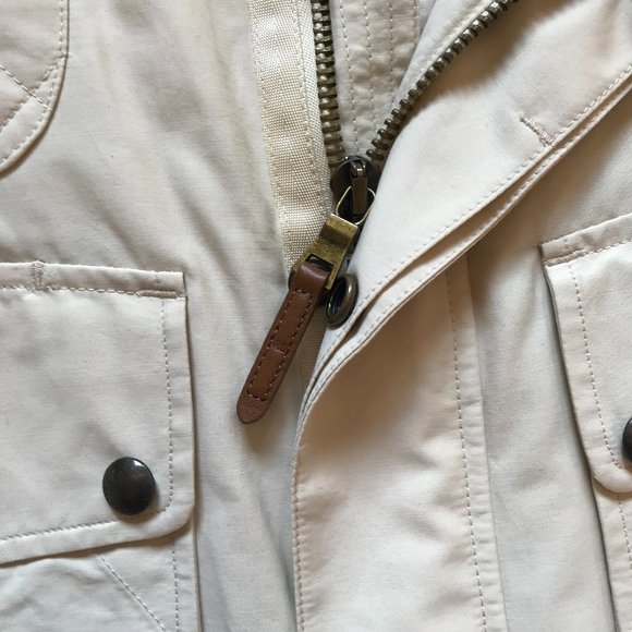 Ralph Lauren Safari Utility Vest Womens 10 Beige Tan Zip Up Front Leather Trim - Picture 7 of 13